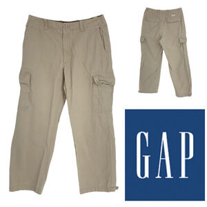 Vintage Y2K Gap Loose Fit Khaki Tan Cargo Pants Sz 32 x 32 Skater Baggy Military